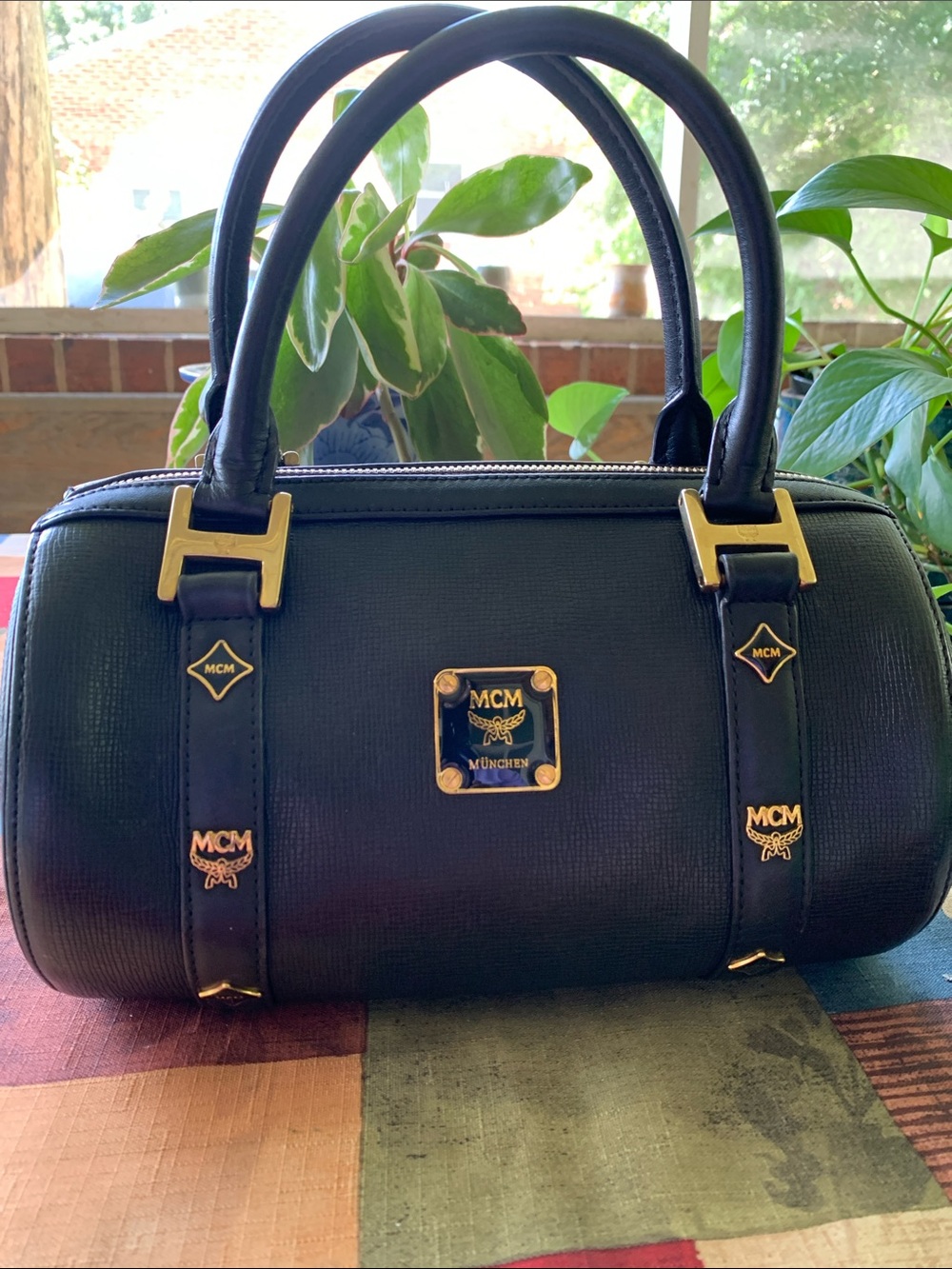 MCM Black Mini Barrel Satchel with Gold Hardware - Picture 10 of 11